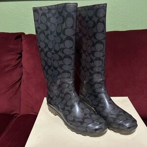 Coach Black Monogram Women's Rain Boots